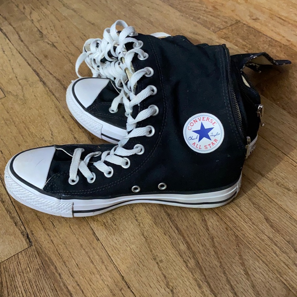 Real knee high black converse